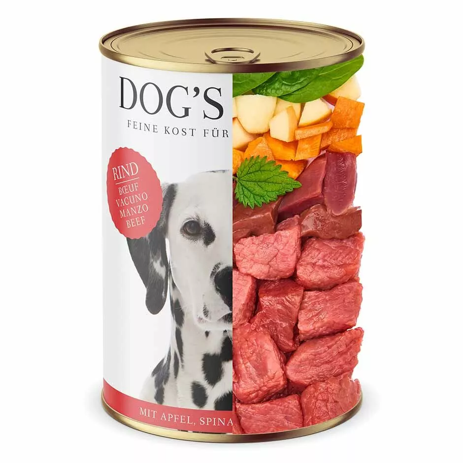 Nassfutter für Hunde - Adult Rind in Dose mit Zutaten