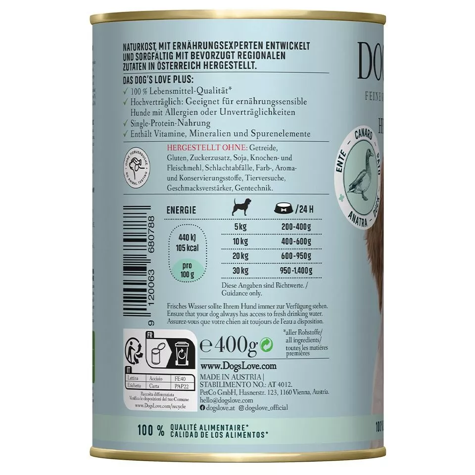 Premium Hypoallergenes Hundefutter Ente | DOG'S LOVE