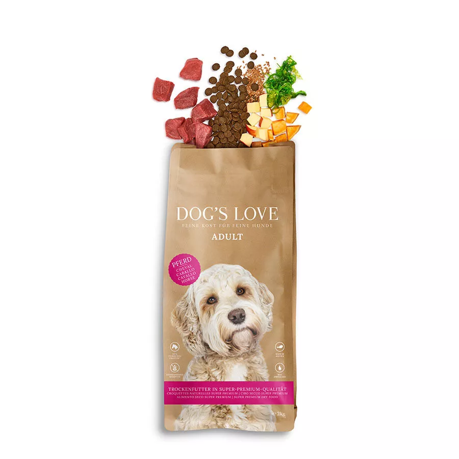 Hunde-Trockenfutter - Adult Pferd in Verpackung geöffnet 