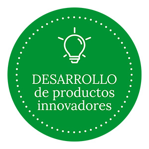 Icono con la inscripción: Desarrollo de productos innovadores