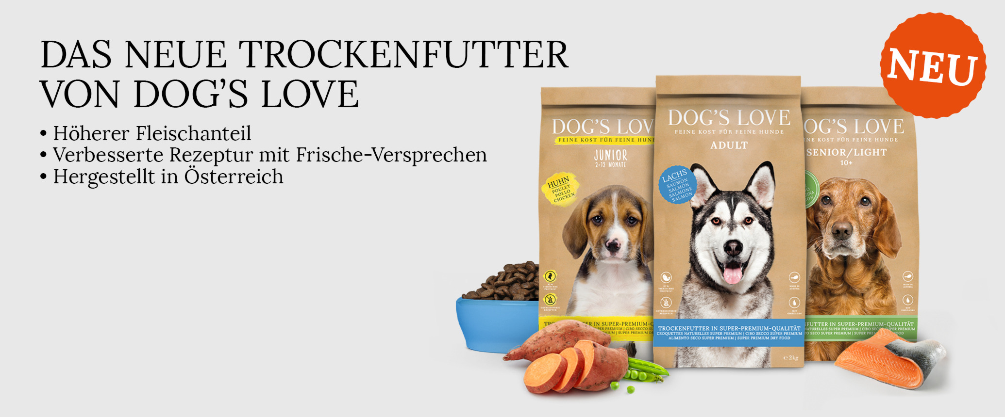Premium Hundefutter | DOG'S LOVE.com - Feine Kost für feine Hunde